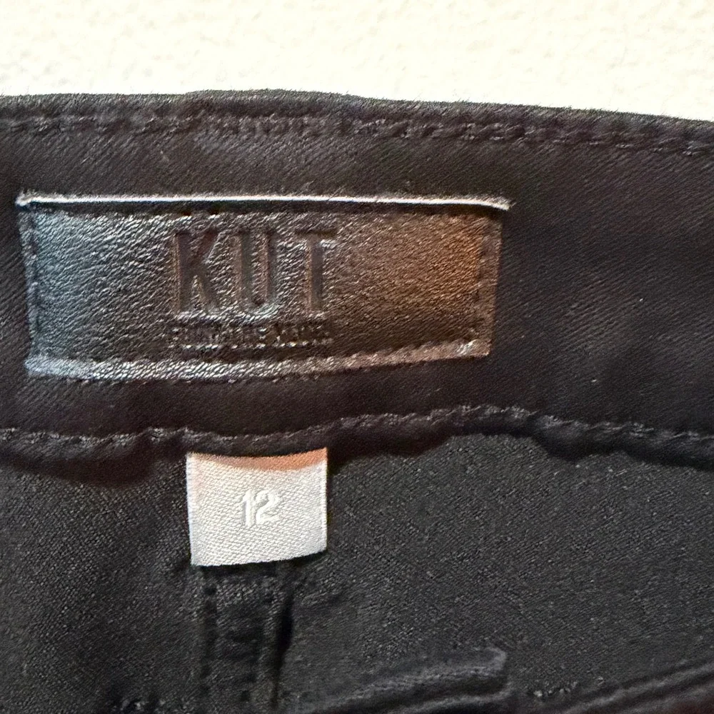 Kut‎ from the Kloth Stevie Pants Womens 12 Black Straight Leg Stretch Denim